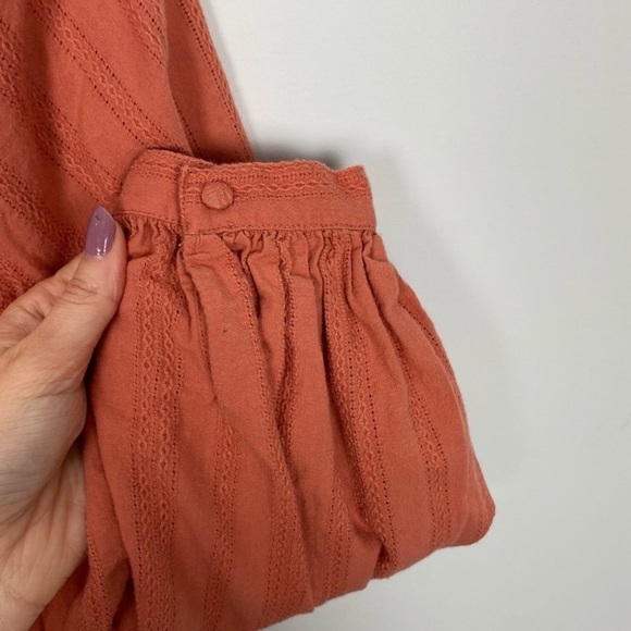 Madewell Raglan Peasant Textured Top In Stripe Balloon Sleeves Cotton XS - Picture 8 of 9